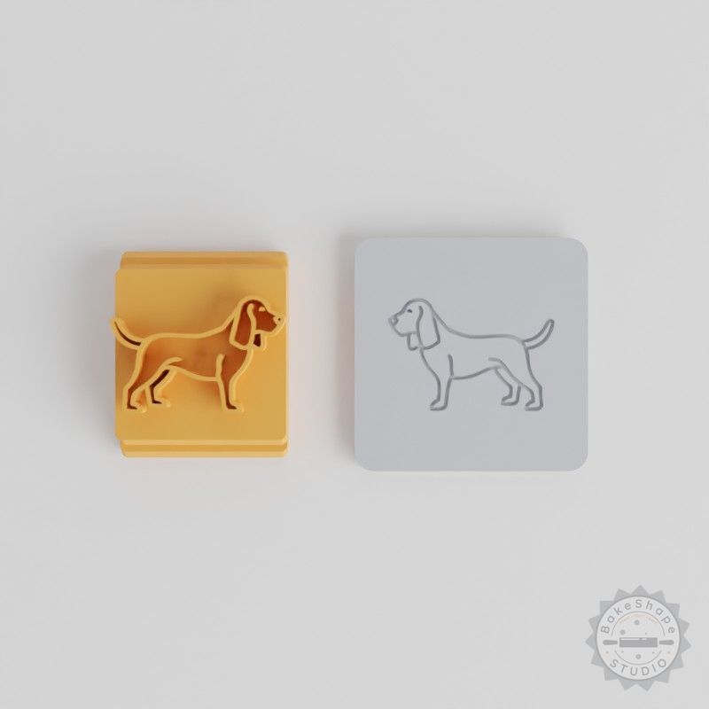 Bloodhound Stamp Tile Set, 5 Motif Sizes for Clay, Cookies & Fondant Decor, Animal Tracker Design
