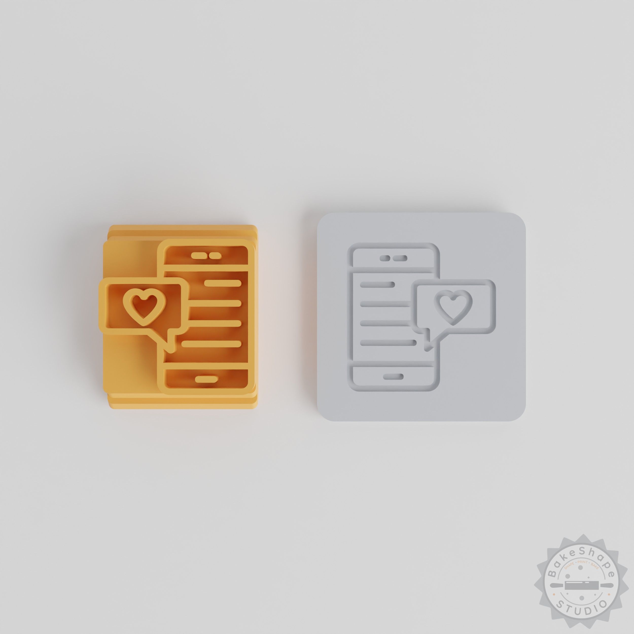Text Message Stamp Tile Set, Heart Love Designs for Clay, Cookies, Fondant