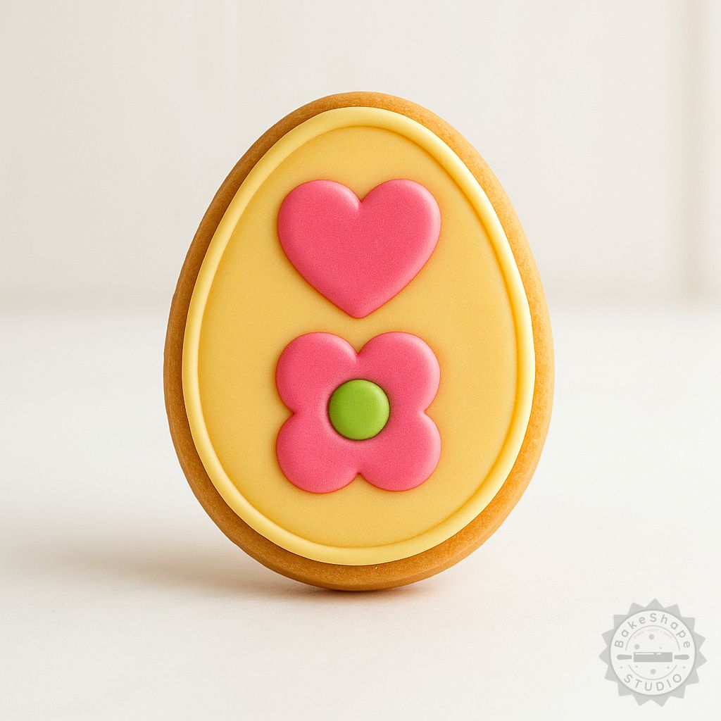 Easter Egg cookie cutter and stamp set STL showing three sizes for 3D printing festive baking tools