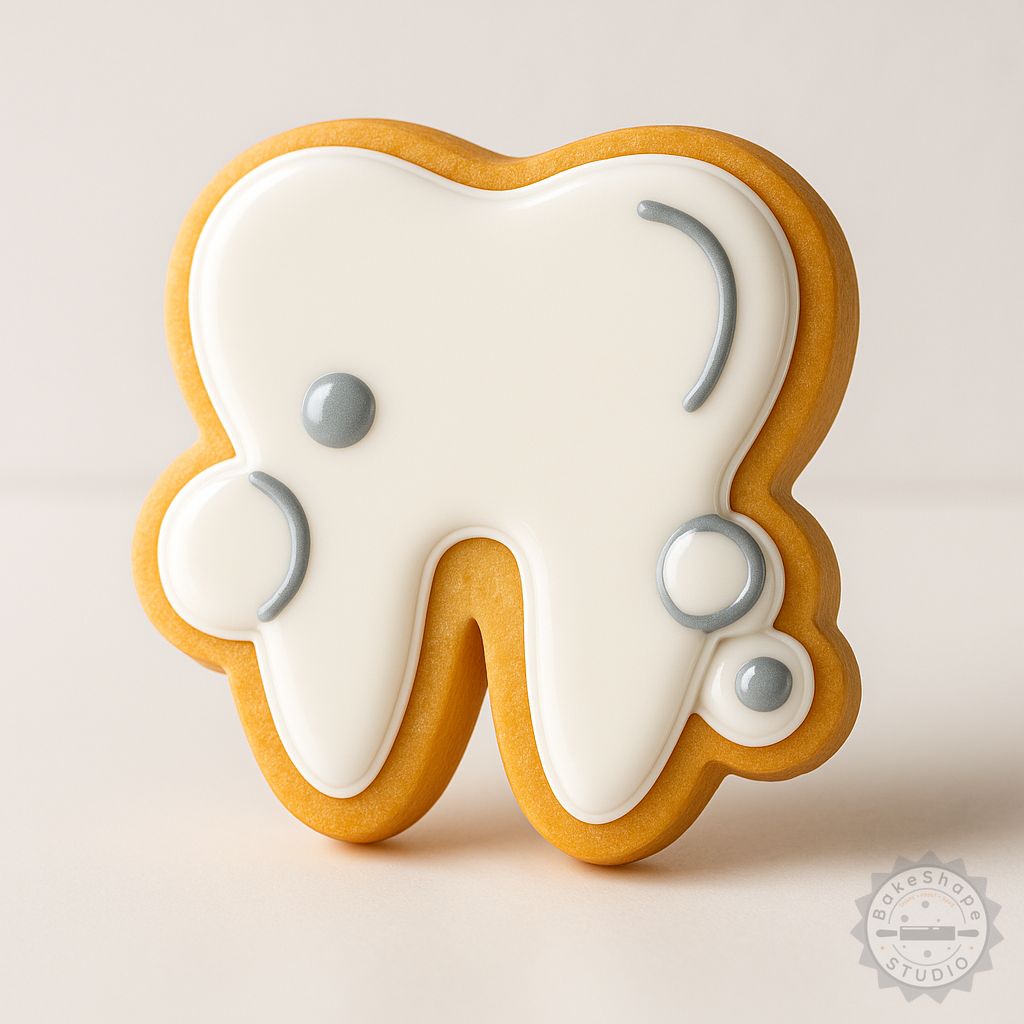 Tooth cookie cutter and stamp set STL for 3D printing, including three sizes for dental-themed baking and crafting