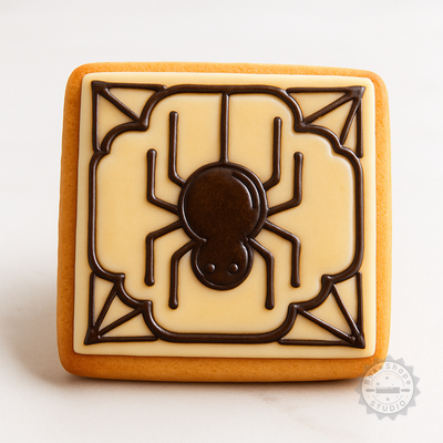 Decorated example 1 of Spider Web Cookie Cutter and Stamp Set, 6-Piece for Halloween Cookies, Fondant, 3 Sizes