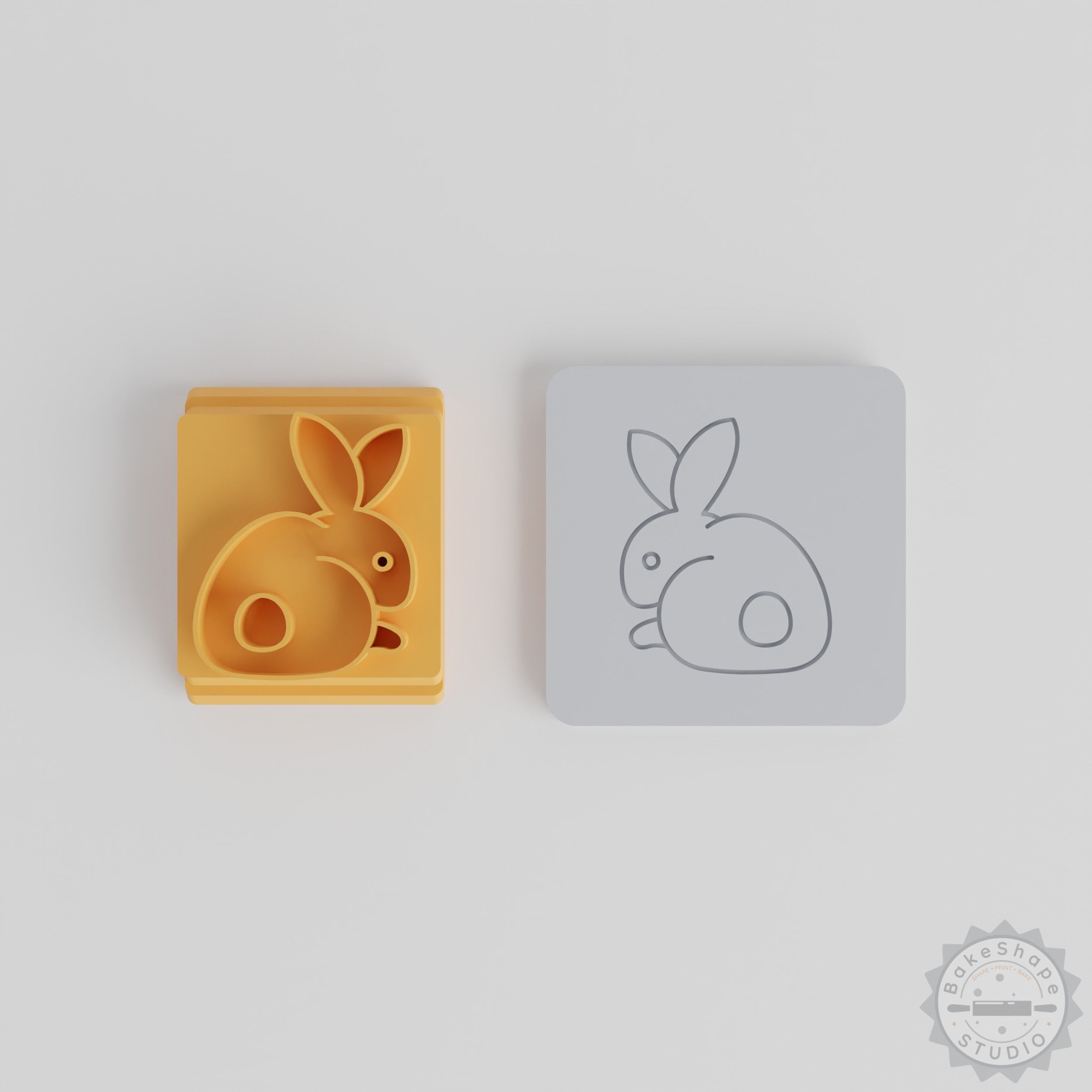 Rabbit stamp tile set with five size motifs STL for 3D printing clay, cookies, and fondant decoration