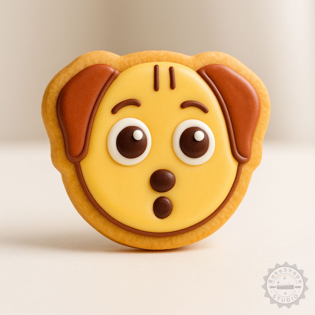 Surprised dog shape cutter and stamp set STL for 3D printing cookie cutters and fondant decorations