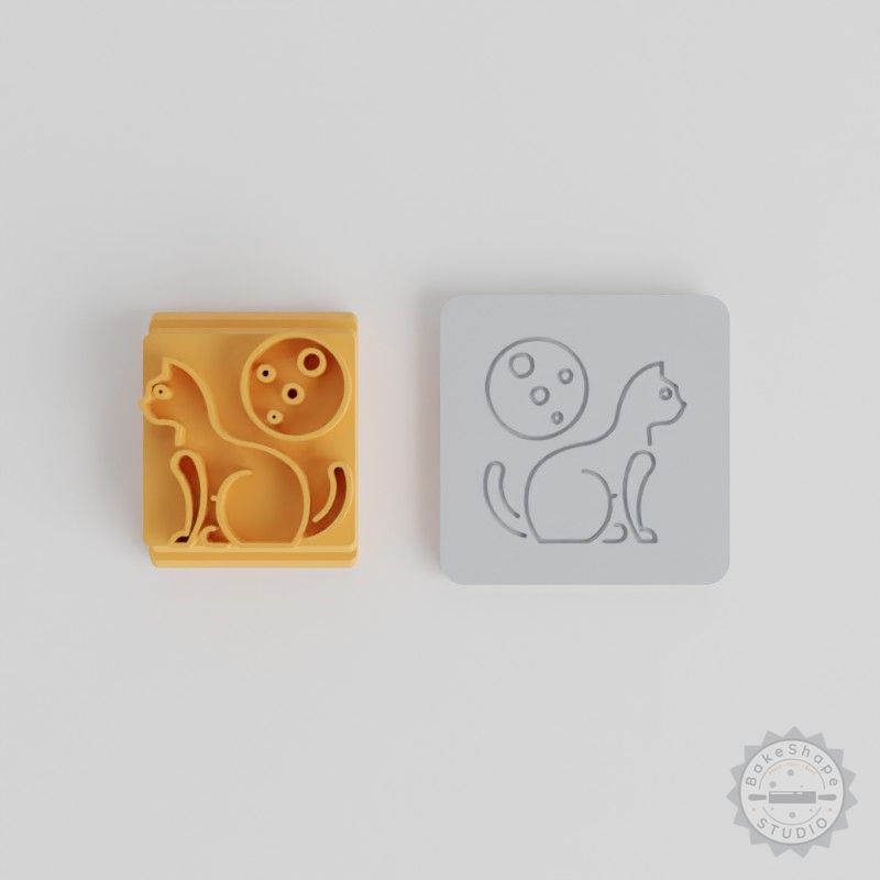 Black Cat Stamp Tile Set for Clay, Fondant & Cookies - 5 Sizes (20-40mm), Perfect for Halloween Crafts