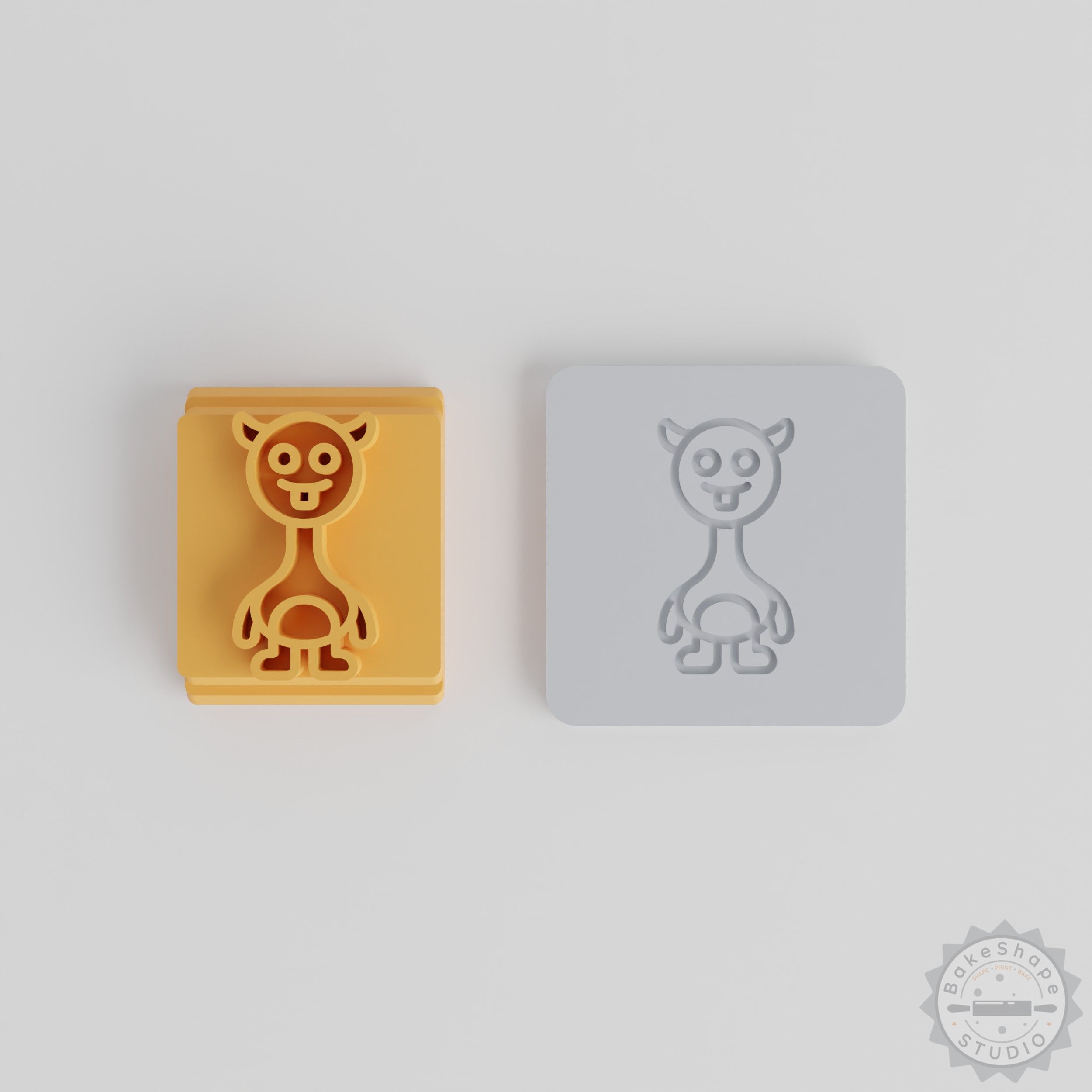 Long Neck Monster Stamp Tile Set, Cartoon Creature Design, 5 Sizes for Fondant, Clay & Cookie Crafting