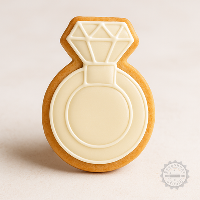 Decorated example 1 of Diamond Ring Cookie Cutter Set, 6 Pieces, Small/Medium/Large Sizes, Perfect for Cookies and Fondant