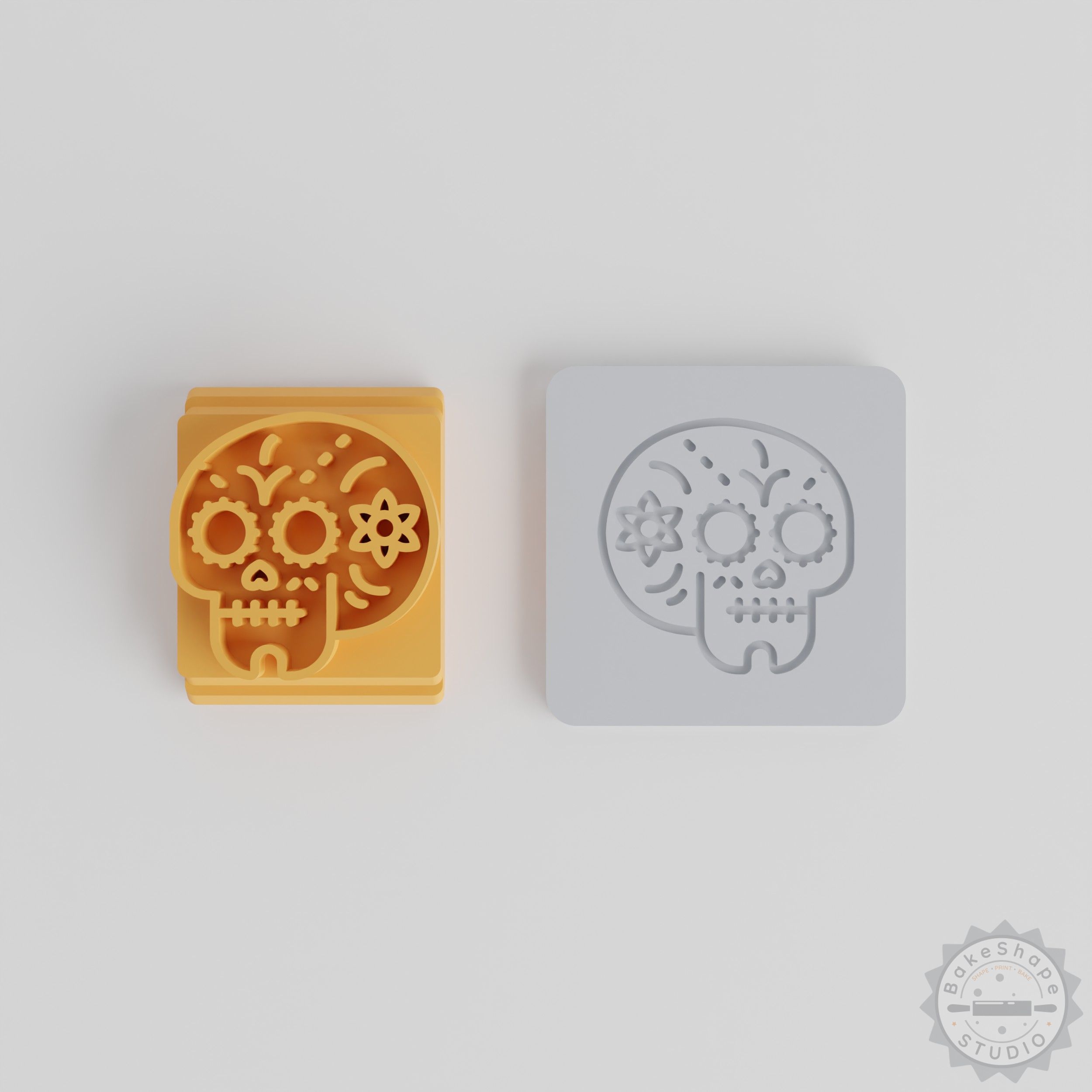 Skull Stamp Tile Set for Clay, Cookies, Fondant, 5 Sizes, Perfect for Halloween and Day-of-the-Dead Crafts