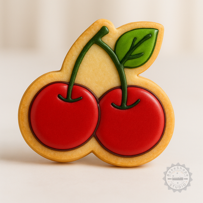 Decorated example 1 of Cherries Shape Cutter & Stamp Set, Perfect for Cookies & Fondant, 6-Piece S/M/L