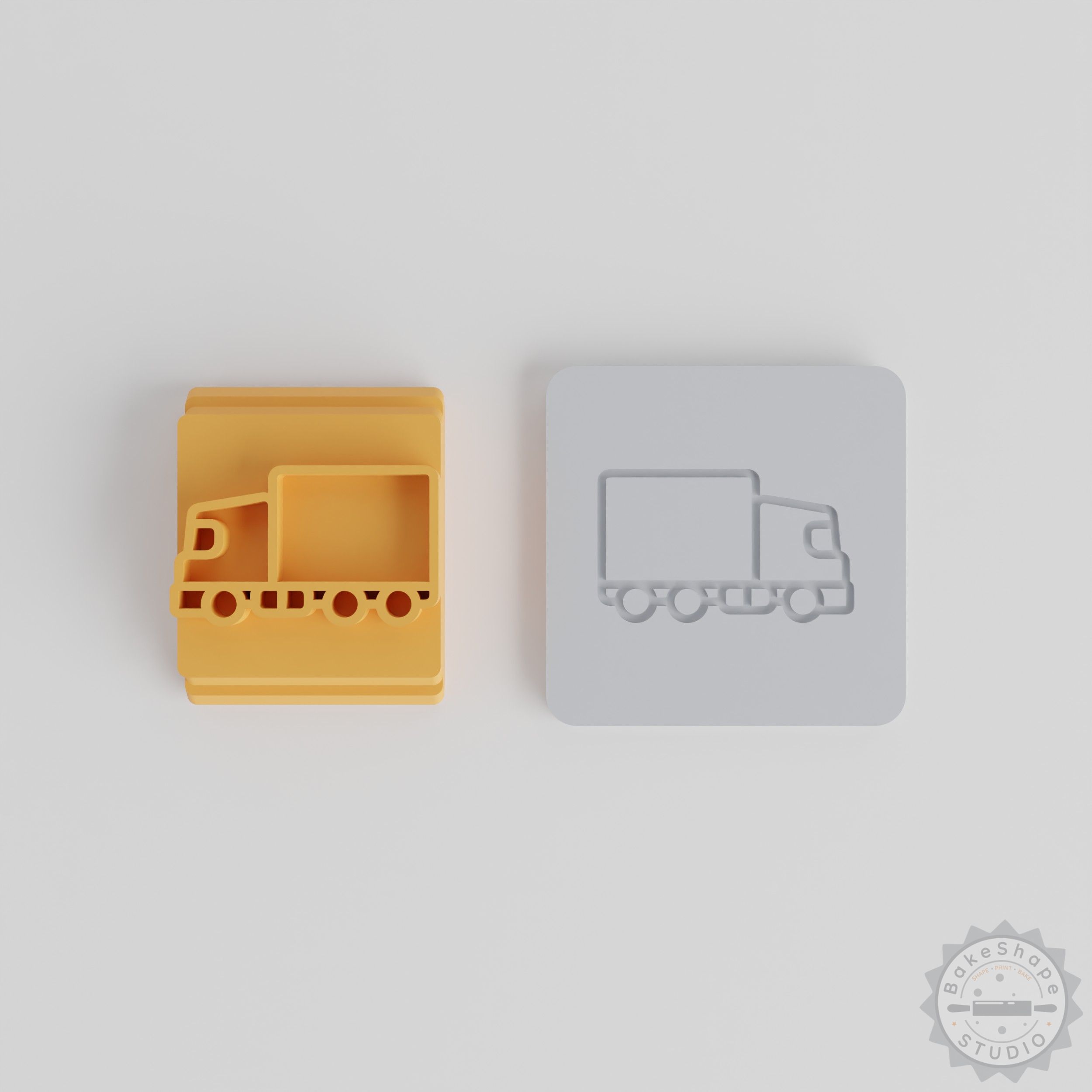 Transport Truck Stamp Set, Clay and Cookie Decorator, 5-Piece Lorry Design, Multiple Sizes