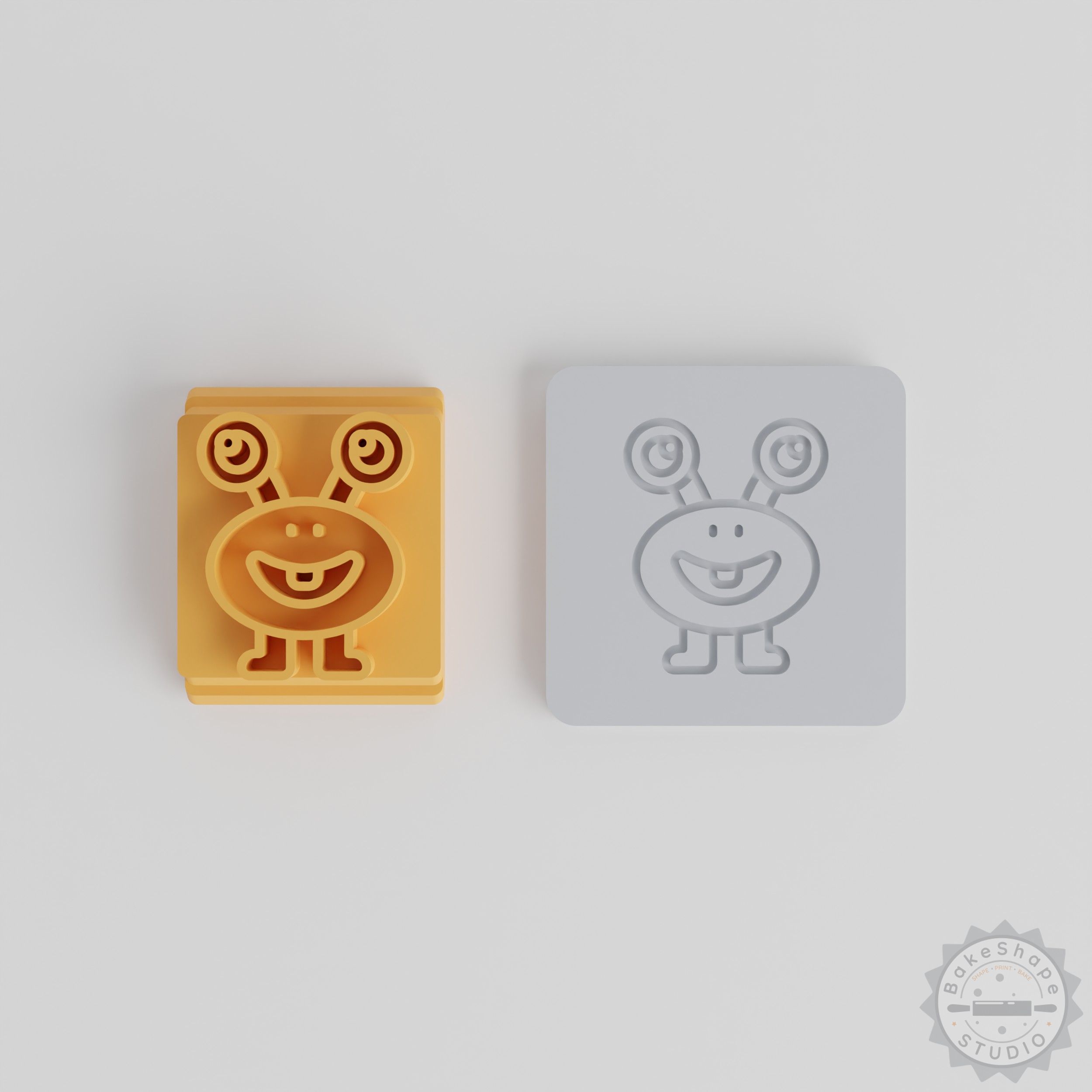 Long Eyes Monster Stamp Set, Cartoon Motif Tiles for Clay, Cookies, Fondant, 5 Sizes