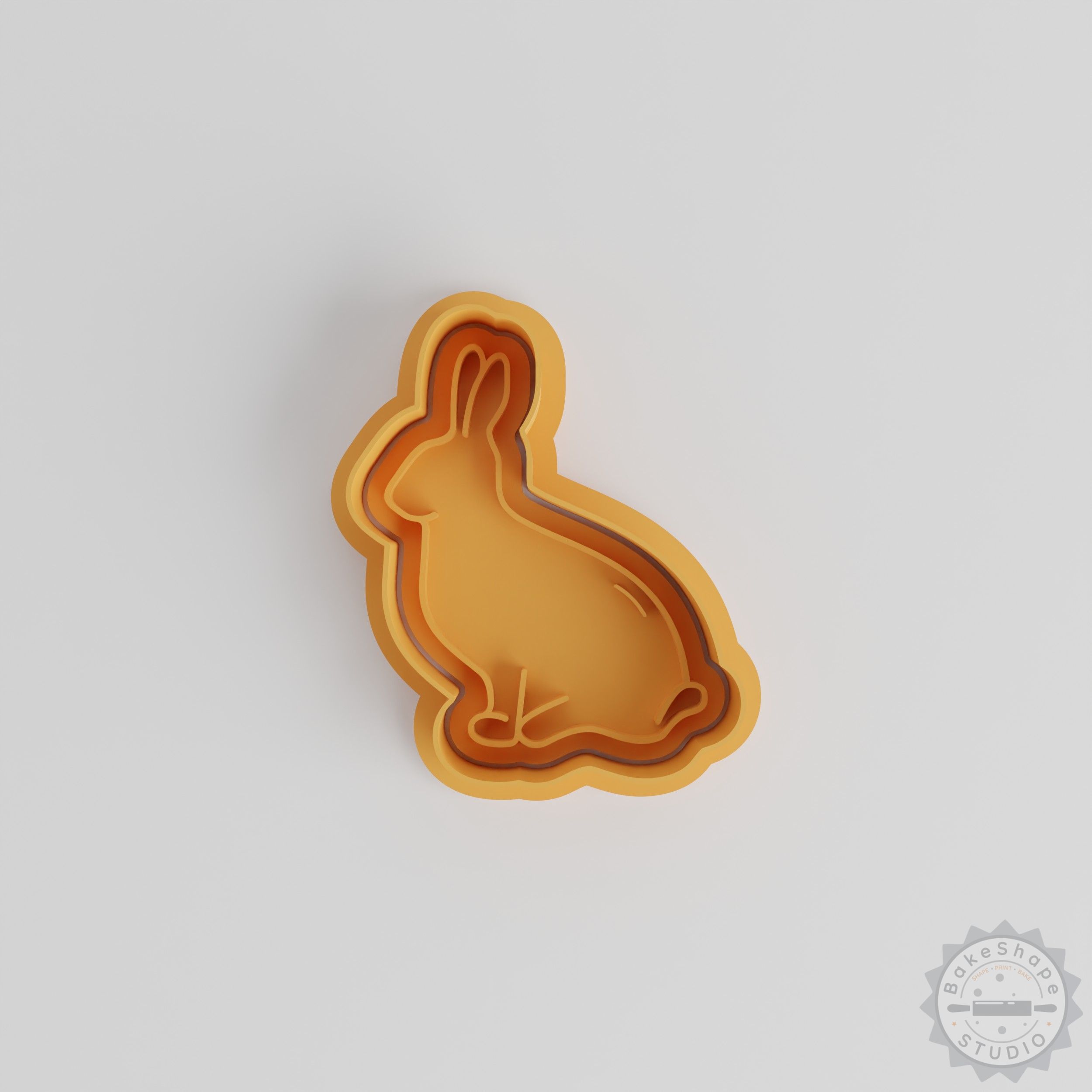 Easter Bunny cookie cutter and stamp STL set in small, medium, and large sizes for 3D printing baking tools