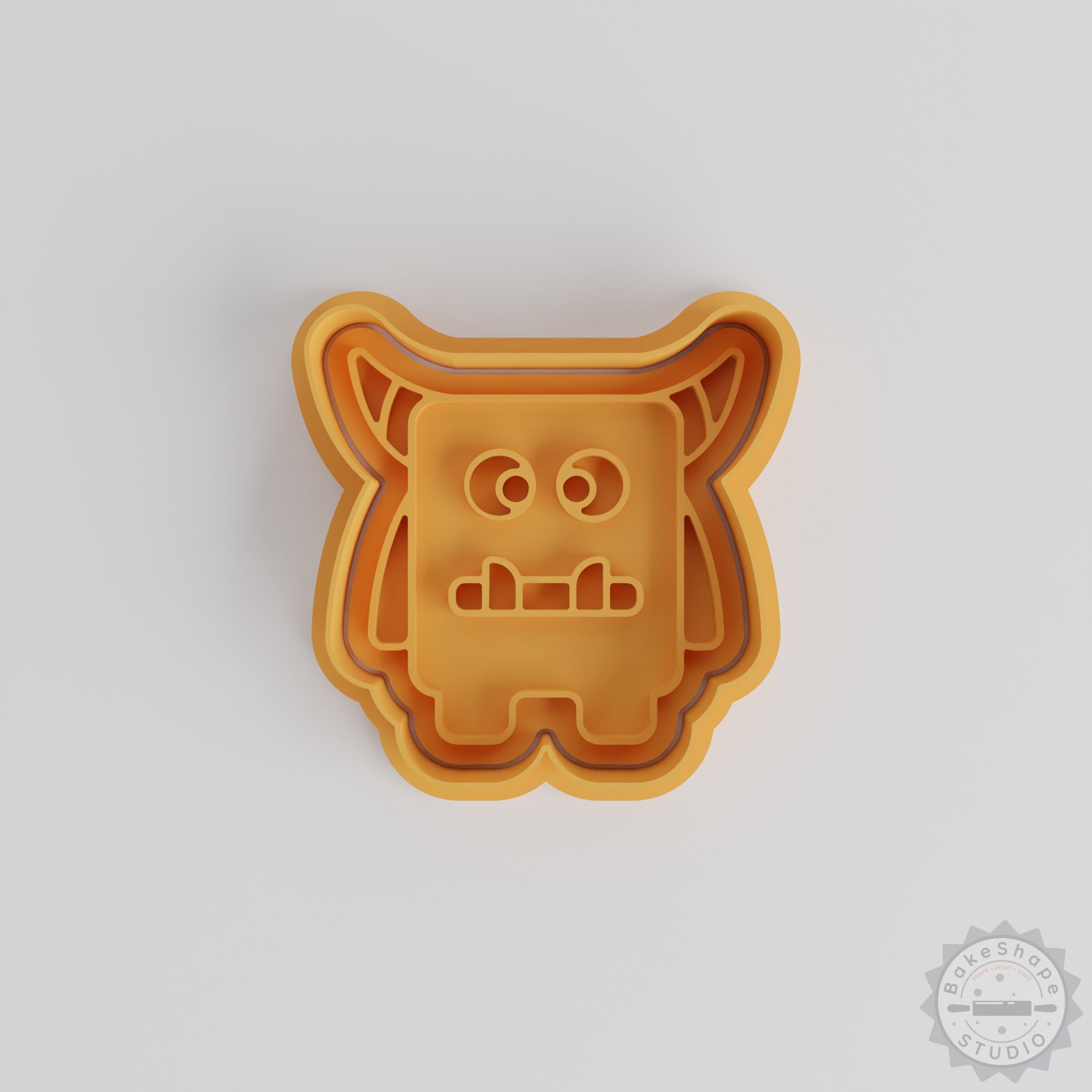 Square Horn Monster Shape Cutter & Stamp Set, 6-Piece Cookie Fondant Tool Collection