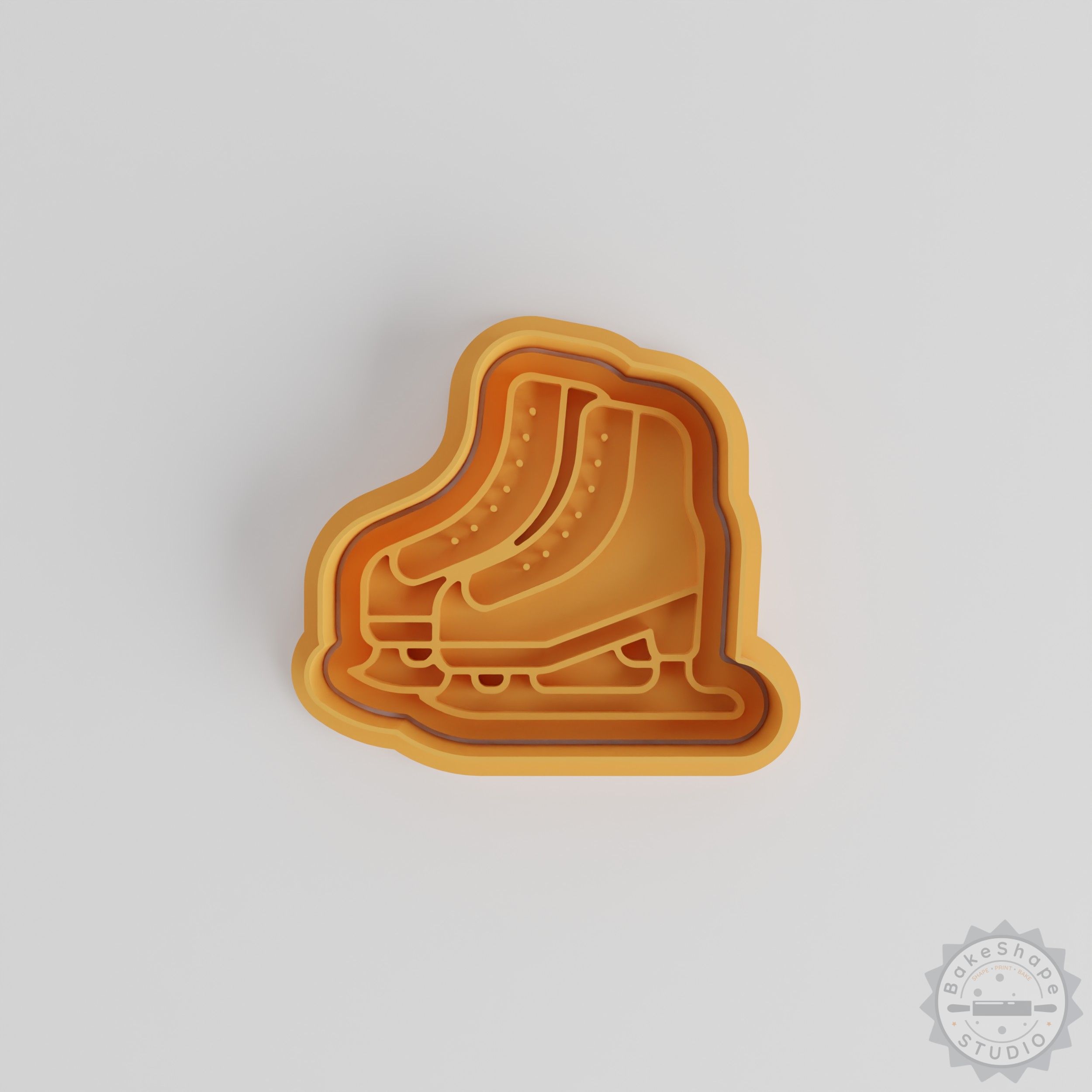 Iceskate Cookie Cutter & Stamp Set, Winter Skate Shape, 6 Pieces, S/M/L Sizes for Cookies & Fondant