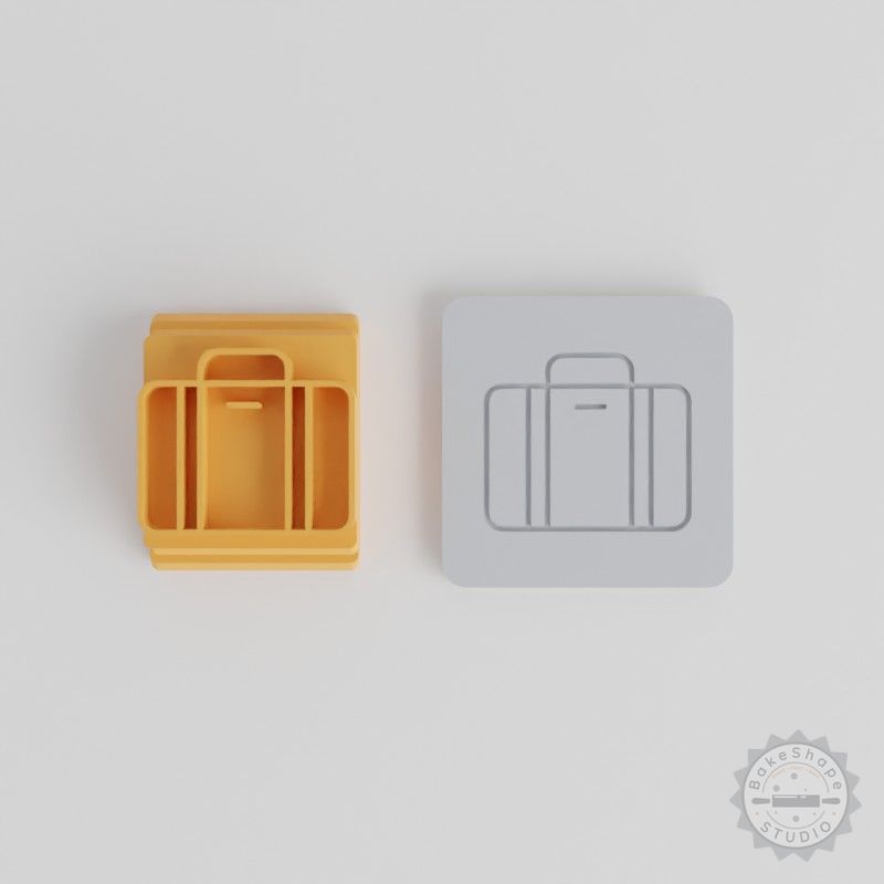 Suitcase Stamp Tile Set for Clay and Cookies, 5 Piece Soft Material Design Collection
