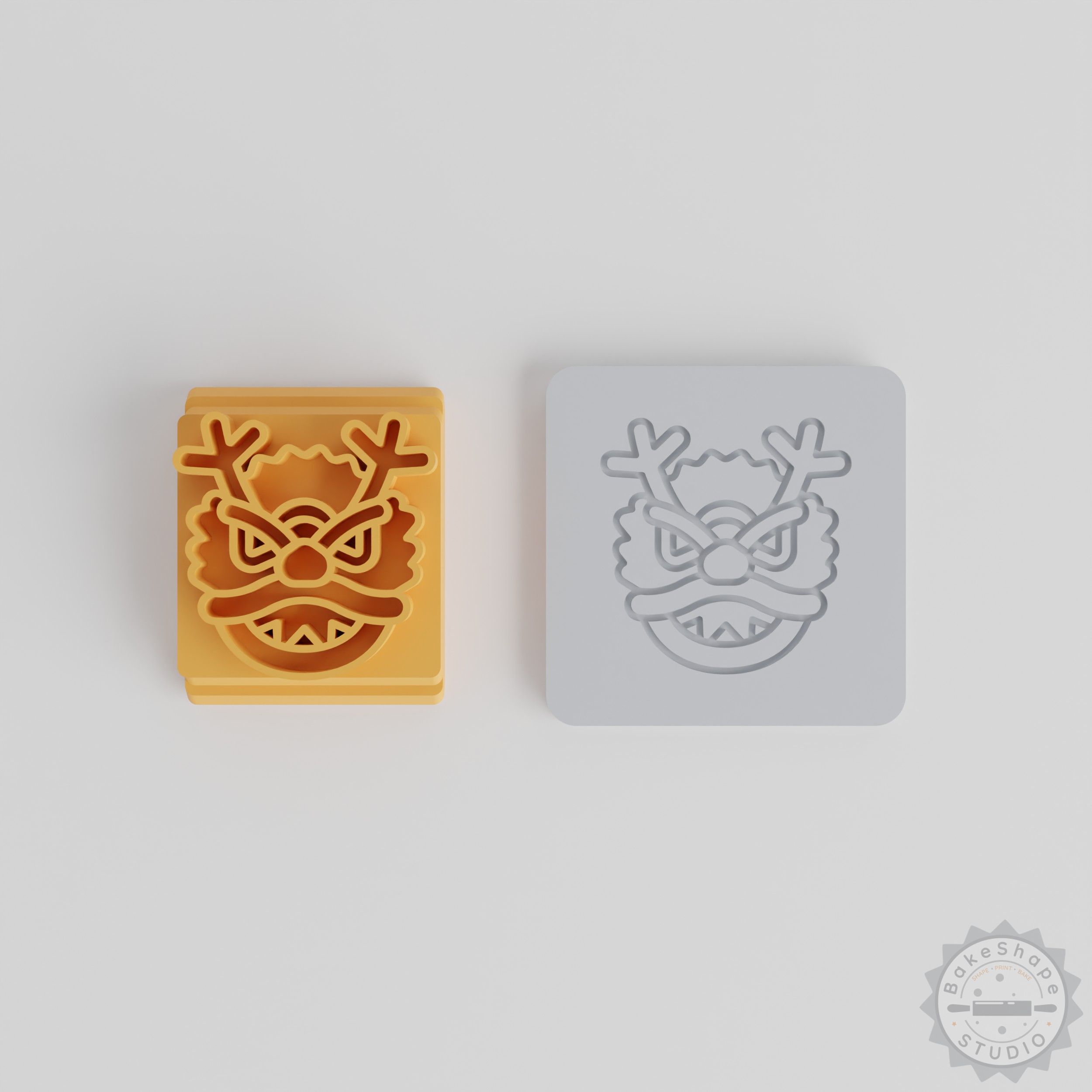 Dragon Stamp Tile Set for Clay, Cookies, Fondant - 5 Sizes, Mythical Dragon Motifs