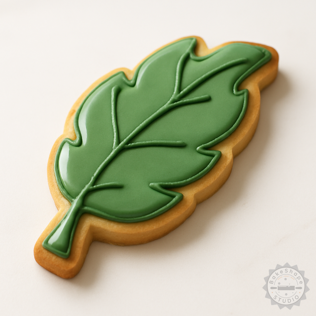 Decorated example 1 of Leaf Shape Cutter and Stamp Set, 6-Piece for Cookies, Fondant, S/M/L Sizes