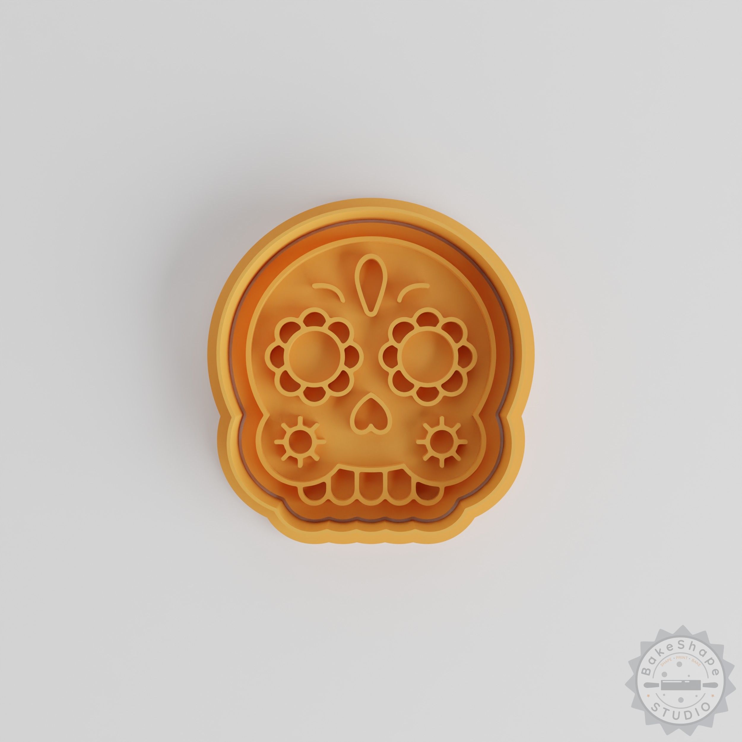 Skull Mask Cookie & Fondant Shape Cutter and Stamp Set, 6-Piece, S/M/L Sizes, Day of the Dead, Calavera Icon