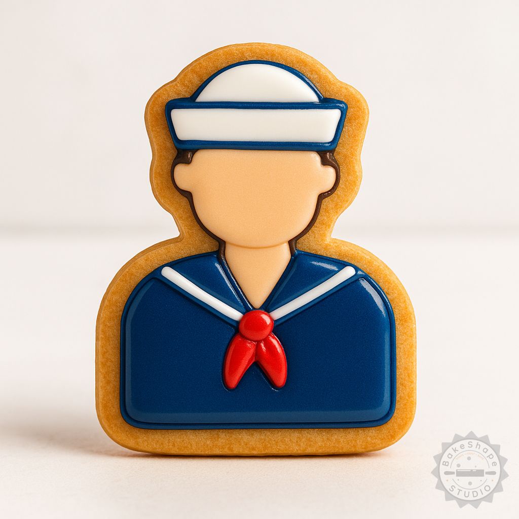 Sailor cookie cutter and stamp set STL for 3D printing ocean-themed cookies and fondant decorations