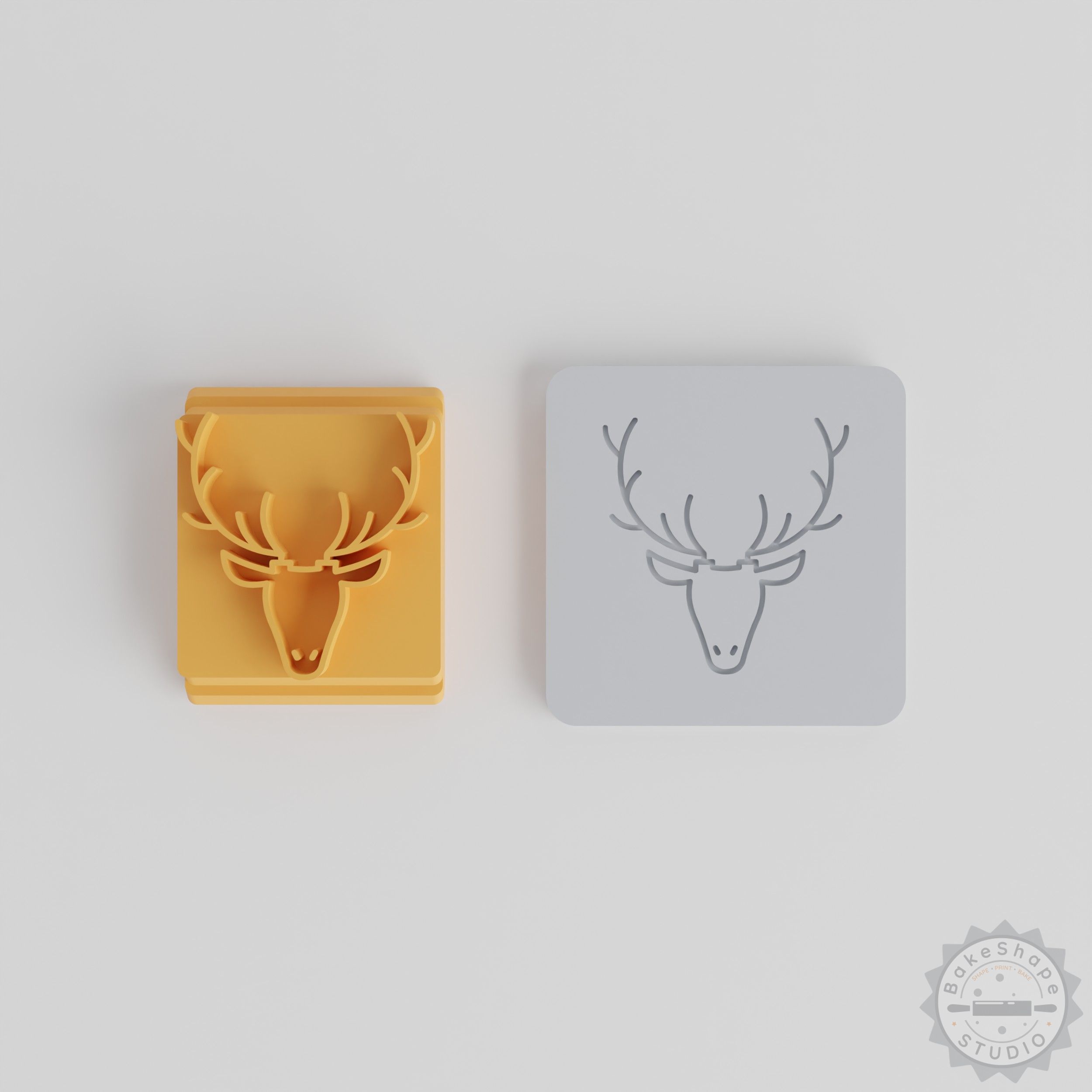 Deer Stamp Tile Set, 5-Piece Animal Motif for Clay, Cookies, Fondant, Wildlife Designs, 20-40mm Sizes