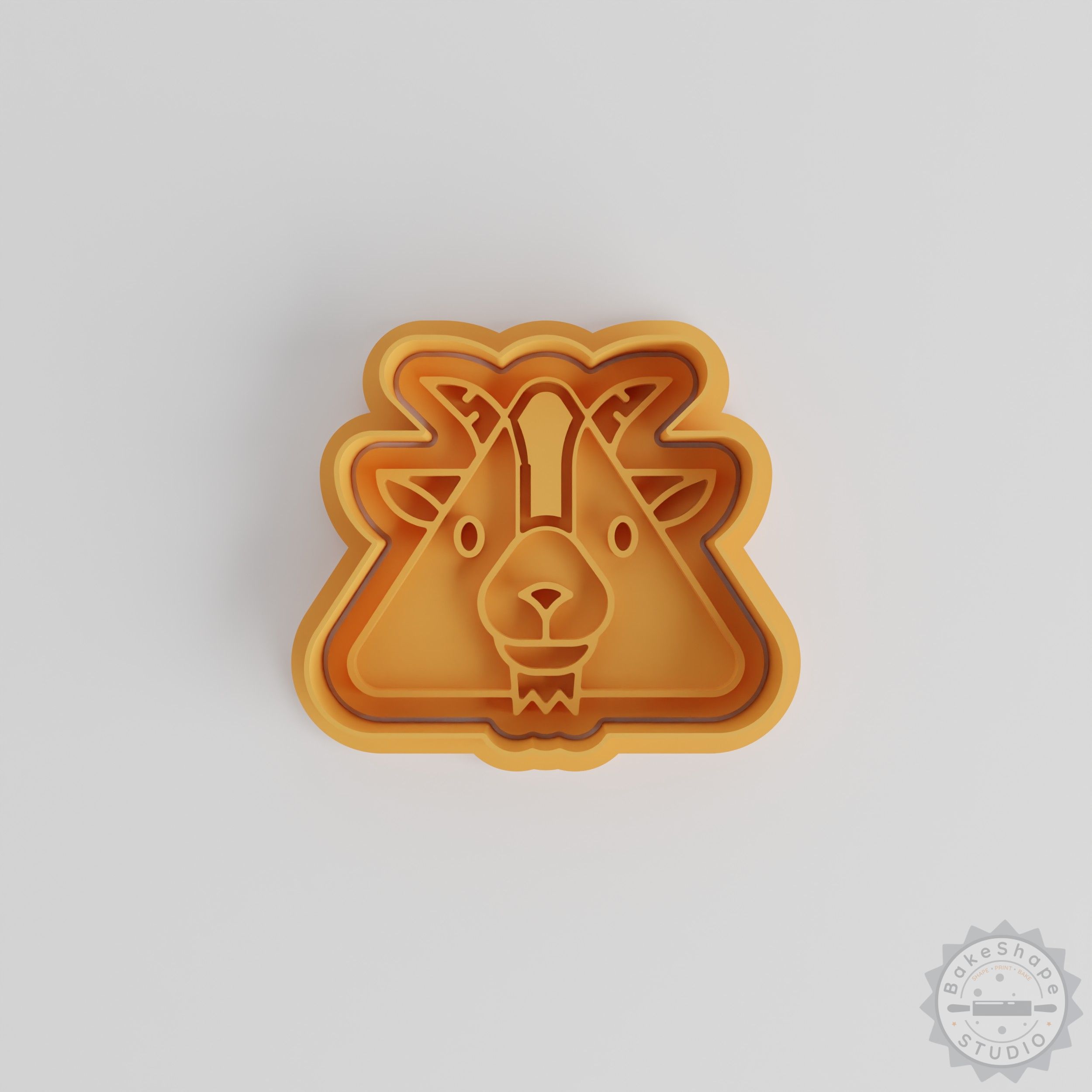Goat Face Cookie Cutter and Stamp Set, Animal Head Baking Tool, 6-Piece, S/M/L Sizes