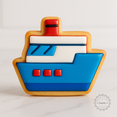 Decorated example 1 of Cruise Cookie Shape Cutter & Stamp Set, 6-Piece, Perfect for Fondant, S/M/L Sizes, Nautical Designs