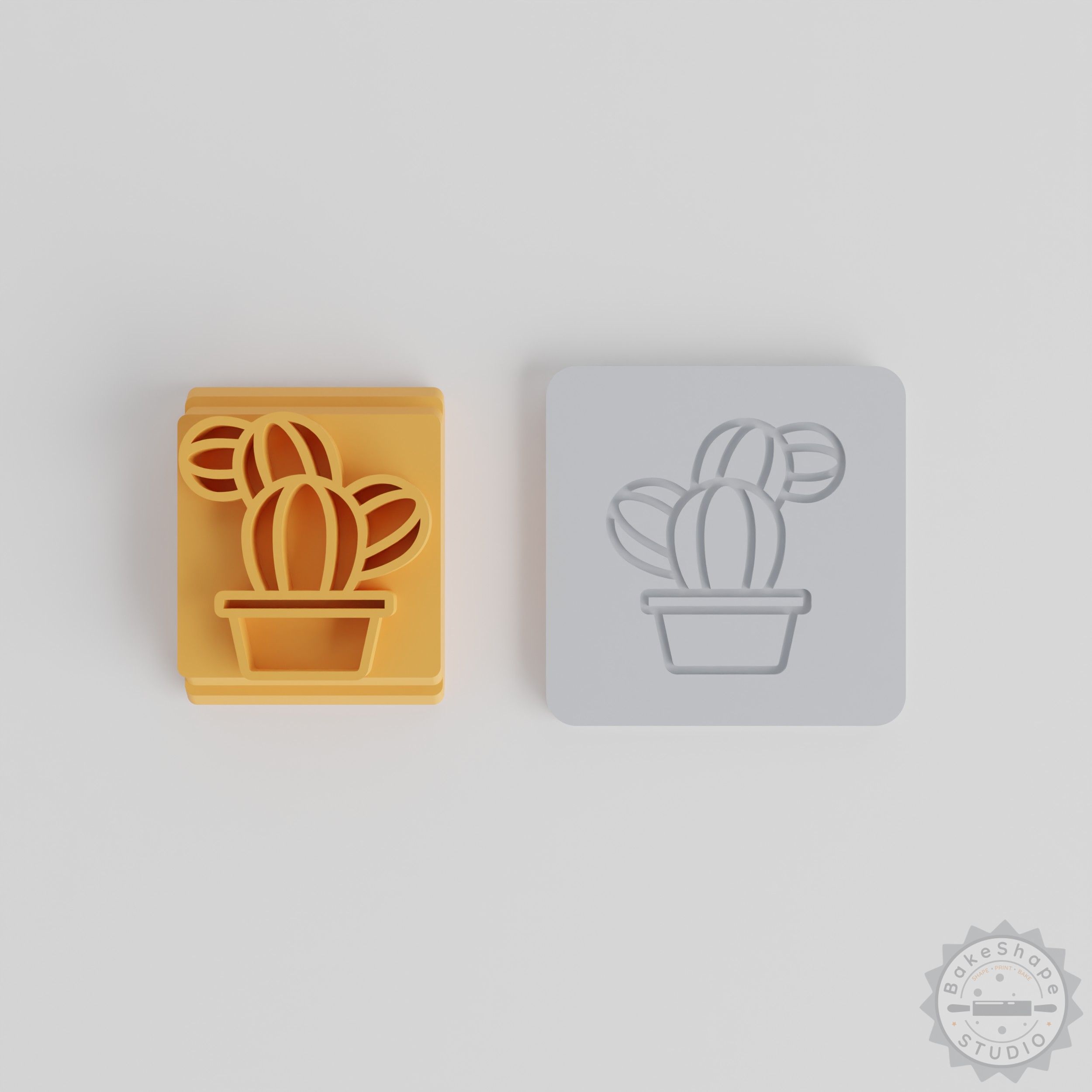 Bunny Ear Cactus Stamp Tile Set, 5 Sizes for Clay, Cookies & Fondant Crafting