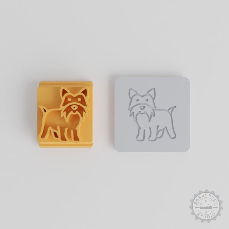 Yorkshire Terrier Stamp Tile Set, 5 Sizes, Perfect for Clay, Cookies, Fondant, Pet Motif Crafting