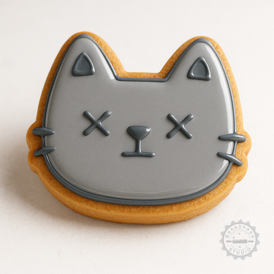 Decorated example 1 of Dead Cookie Cutter & Stamp Set, 6-Piece, Fondant & Cookie Mold Shapes in S/M/L Sizes