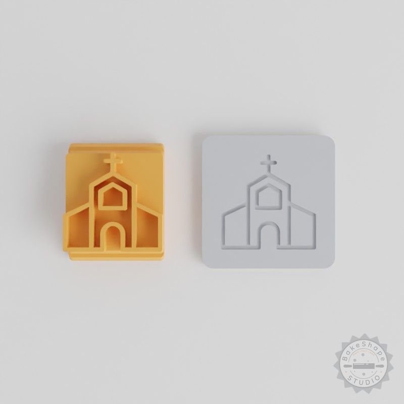 Stamp Tile Set for Clay & Baking, 5-Piece Church Motif in Various Sizes