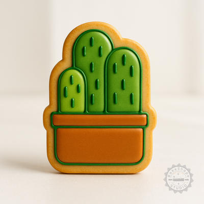 Decorated example 1 of Triple Cactus Shape Cutter & Stamp Set, Perfect for Cookies & Fondant, 6 Pieces, S/M/L Sizes