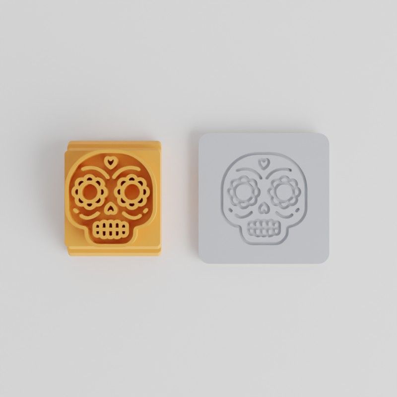 Skull Stamp Tile Set 20-40mm, Perfect for Clay, Cookies, Fondant, Day of the Dead, Skeleton Head Design