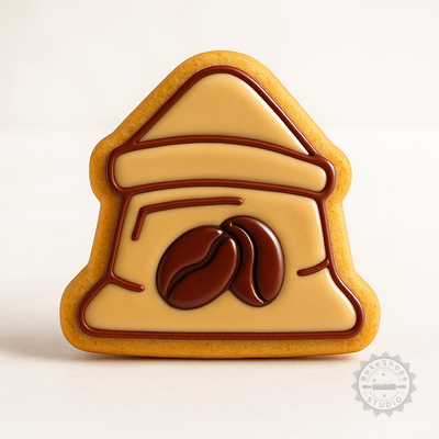 Decorated example 1 of Coffee Bean Sack Cutter & Stamp Set, Ideal for Cookies & Fondant, 6-Piece Collection, 3 Sizes