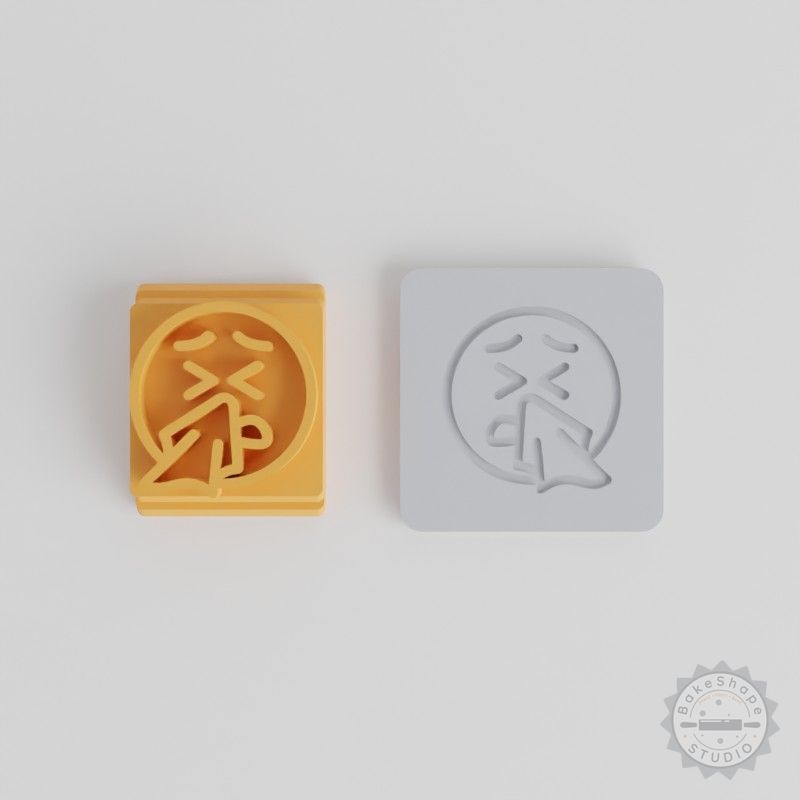 Sneeze Emoji Stamp Tile Set, 5 Sizes for Clay, Cookies, Fondant