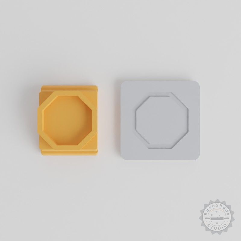 Octagon Stamp Tile Set, Geometric Design, 5 Motif Sizes for Clay, Cookies, Fondant