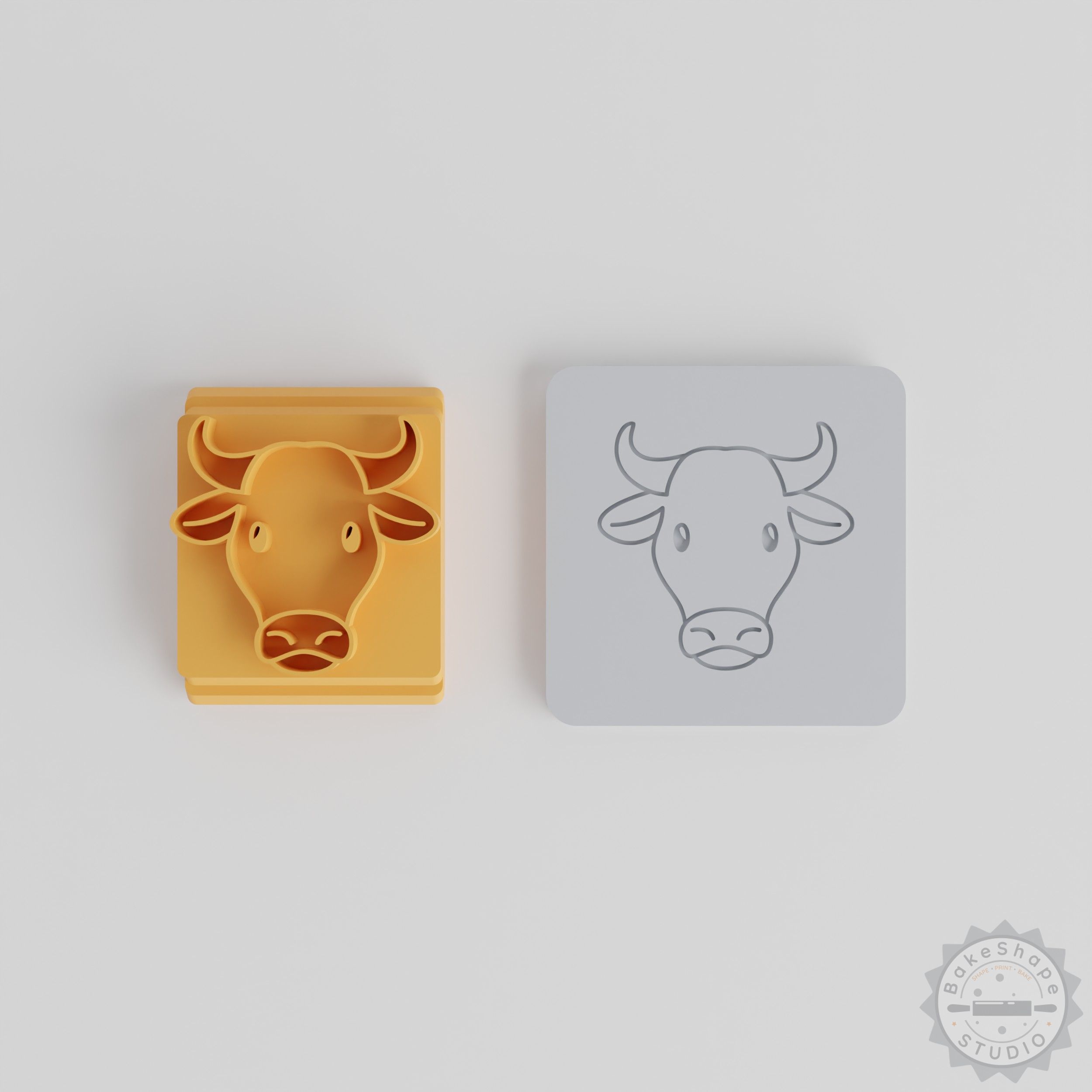 Animal Stamp Tile Set, Farm Bull Motif in 5 Sizes, Perfect for Clay and Cookie Crafts