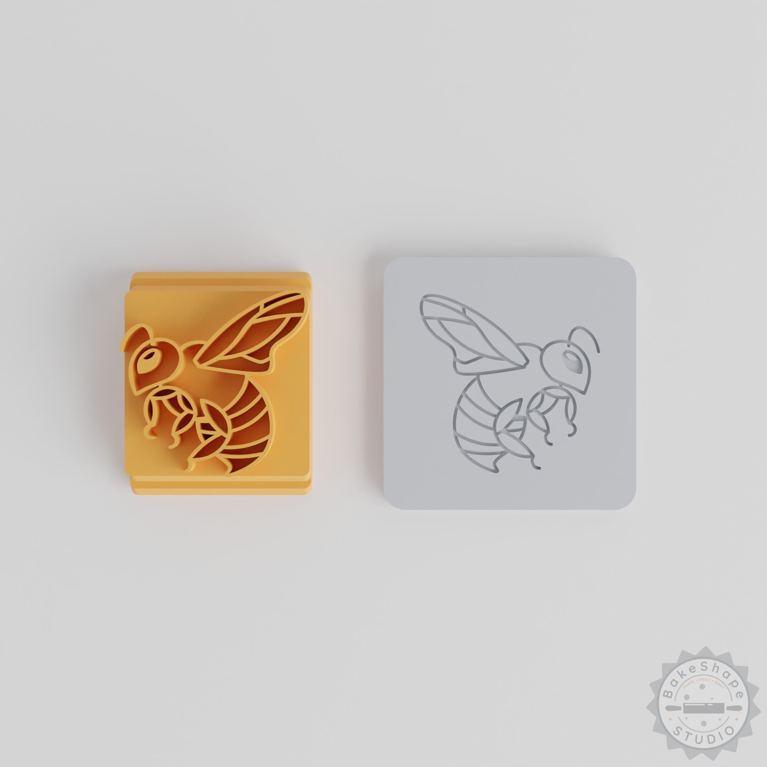 Bee Motif Stamp Tile Set, 5 Sizes for Clay, Cookies, Fondant, Cute Insect Design