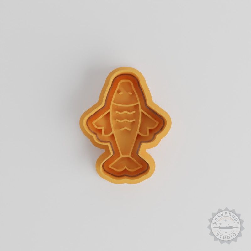 Carps Cookie Cutter and Stamp Set, 6 Pieces, Koi Fish Shapes, Perfect for Fondant, Baking, S/M/L Sizes, Fortune Fish Design