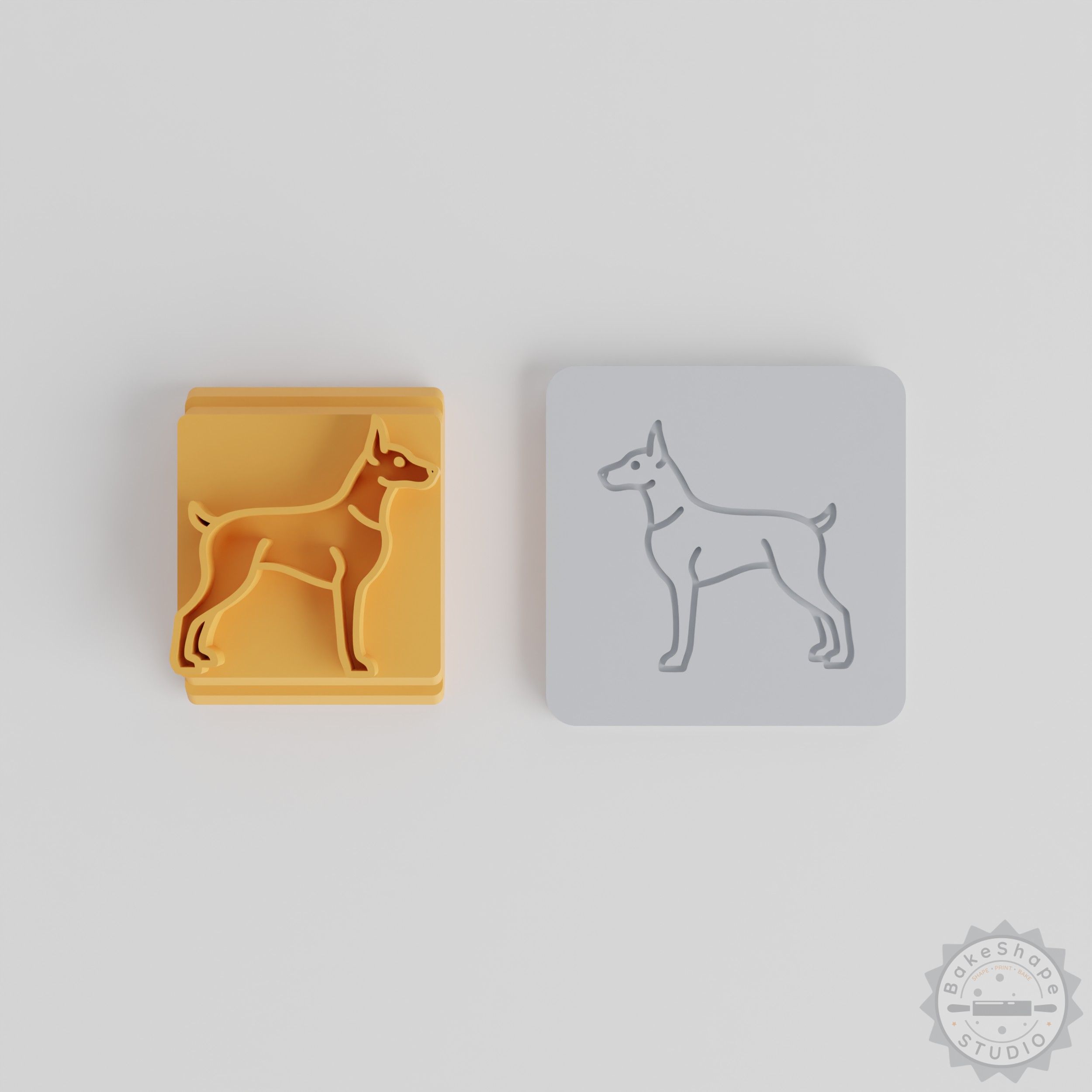 Doberman Pinscher Stamp Tile Set, 5-Sizes for Clay, Cookies, Fondant, and Soft Crafts