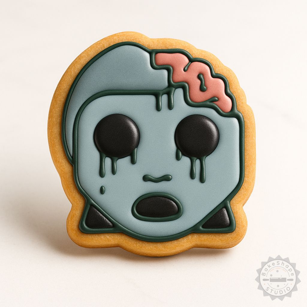 Zombie Girl cookie cutter and stamp set STL for 3D printing in three sizes for Halloween treats