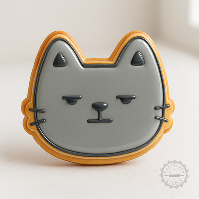 Decorated example 1 of Annoyed Emoji Cookie Cutter and Stamp Set, 6-Piece, S/M/L Sizes, Perfect for Cookies and Fondant