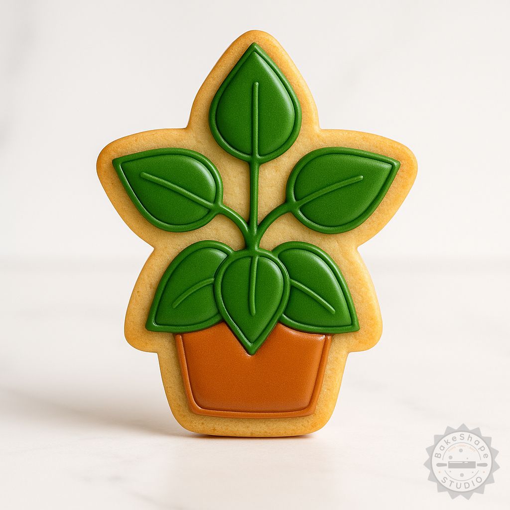 Peperomia shape cutter and stamp set STL for creating plant-themed cookies and fondant decorations