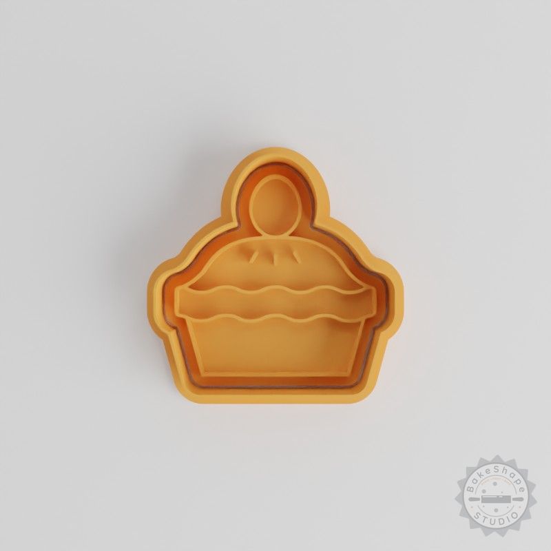 Pie Shape Cutter and Stamp Set, 6 Piece Cookie and Fondant Design Set in Three Sizes