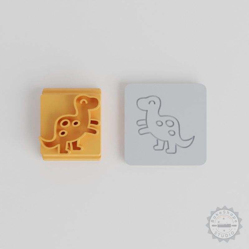 Dinosaur Stamp Tile Set for Clay, Cookies, Fondant - 5 Sizes 20-40mm, Prehistoric Creature Design