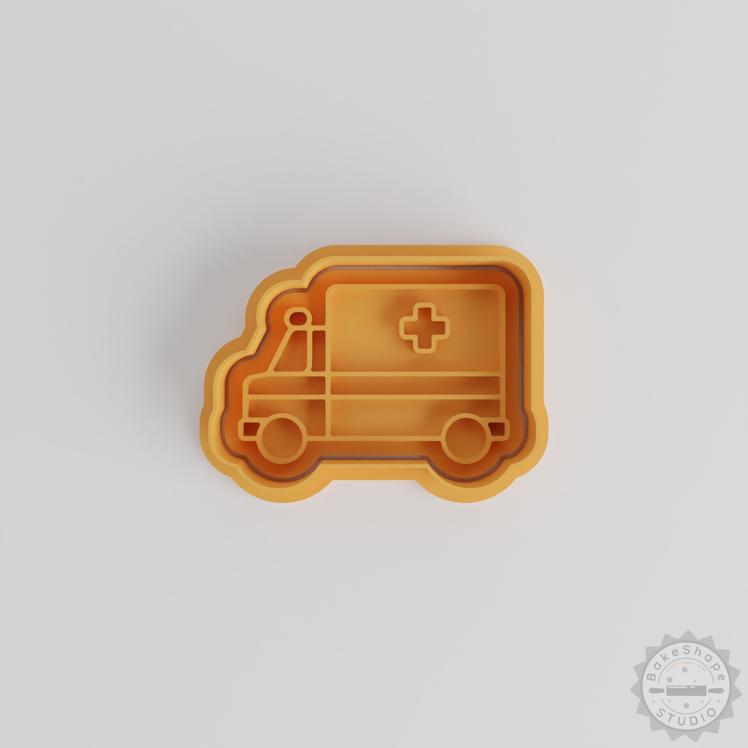 Ambulance Shape Cutter and Stamp Set, Cookies and Fondant, 6 Pcs, S/M/L Sizes