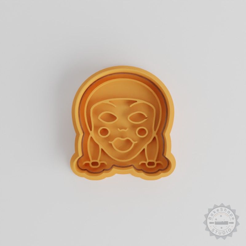 Halloween Cookie Cutter and Stamp Set, Creepy Doll Design, 6 Piece, 3 Sizes