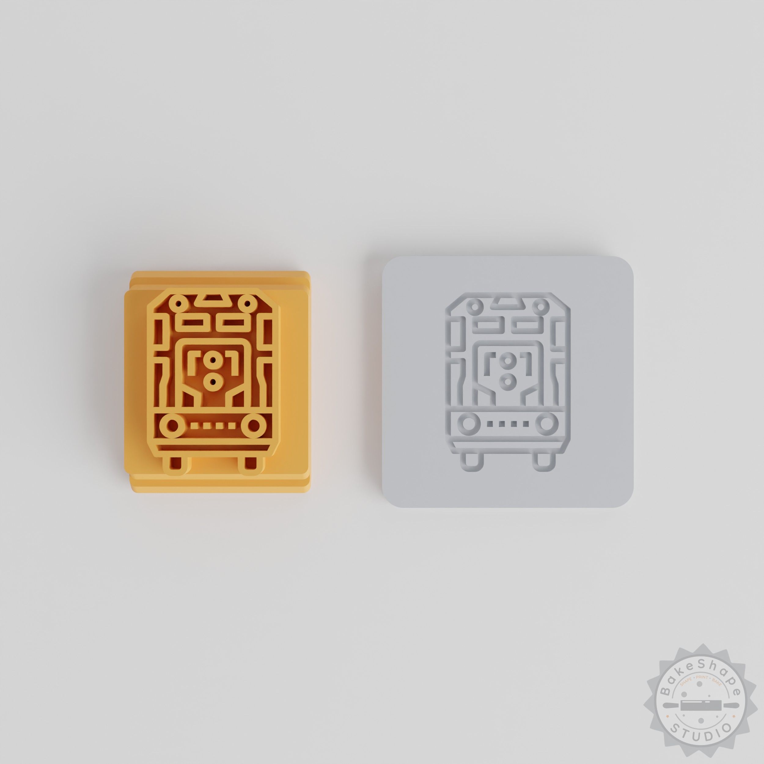 Train stamp set with five sizes for clay and cookie imprinting STL file 3D print