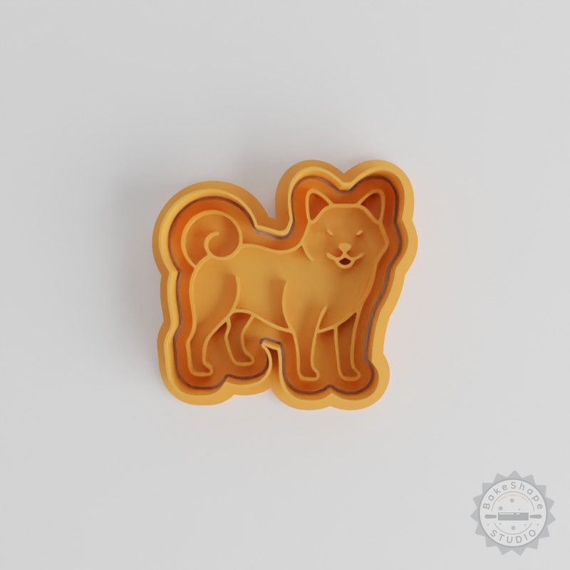 Akita Dog Shape Cutter and Stamp Set for Cookies and Fondant, 6-Piece, S/M/L Sizes