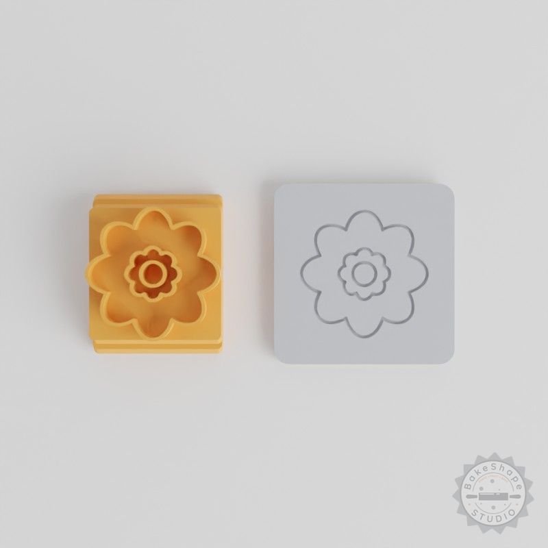Flower Stamp Tile Set, 5 Motif Sizes, Ideal for Clay, Cookies, Fondant
