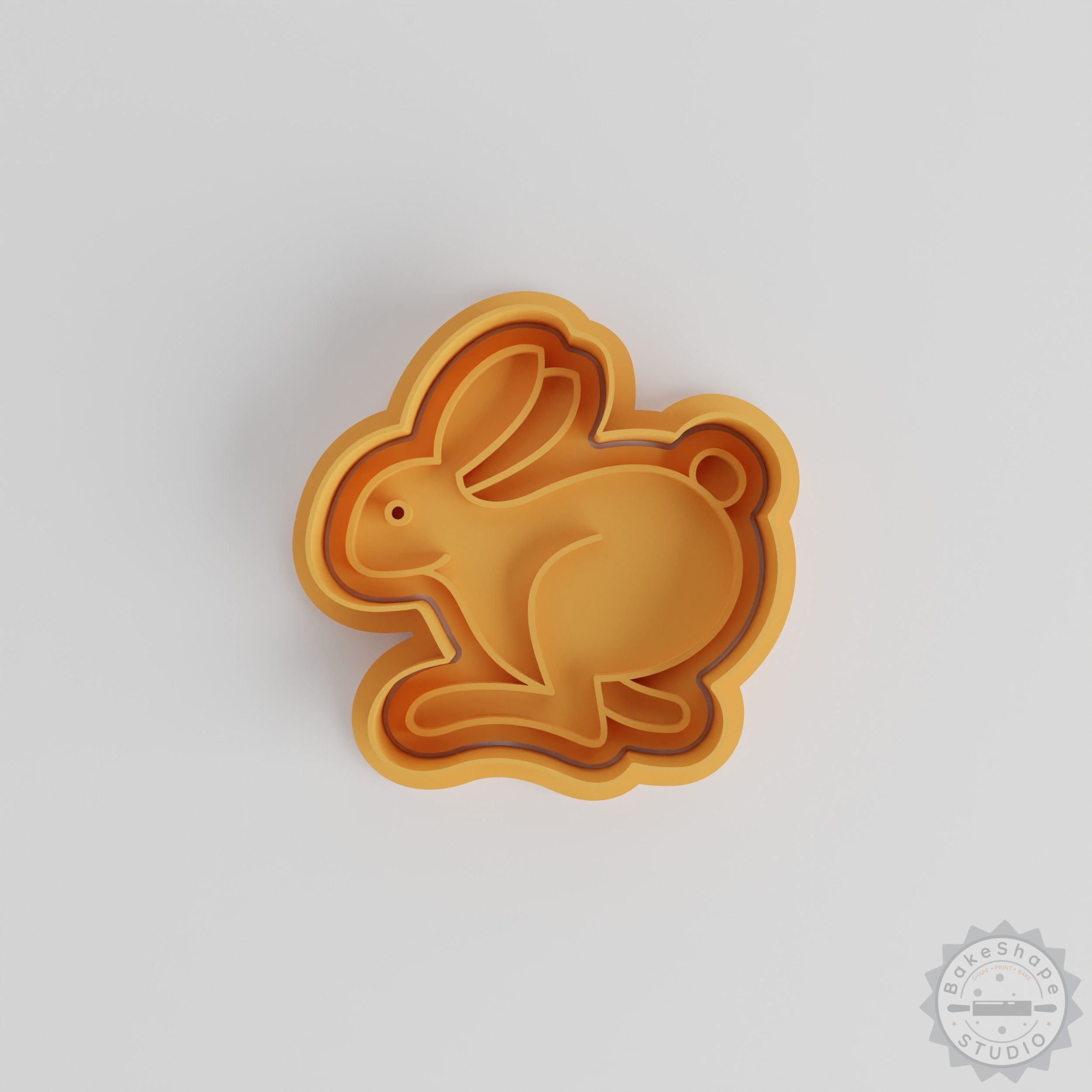 Animal shape cookie cutter and stamp set with bunny design STL for 3D printing
