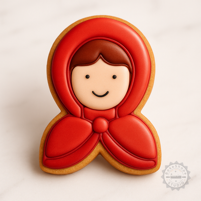 Decorated example 1 of Little Red Riding Hood Cookie Cutter Set, 6 Pieces, S/M/L Sizes, Perfect for Cookies & Fondant
